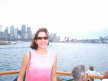 On the ferry with the Sydney Opera House and skyline in the background
